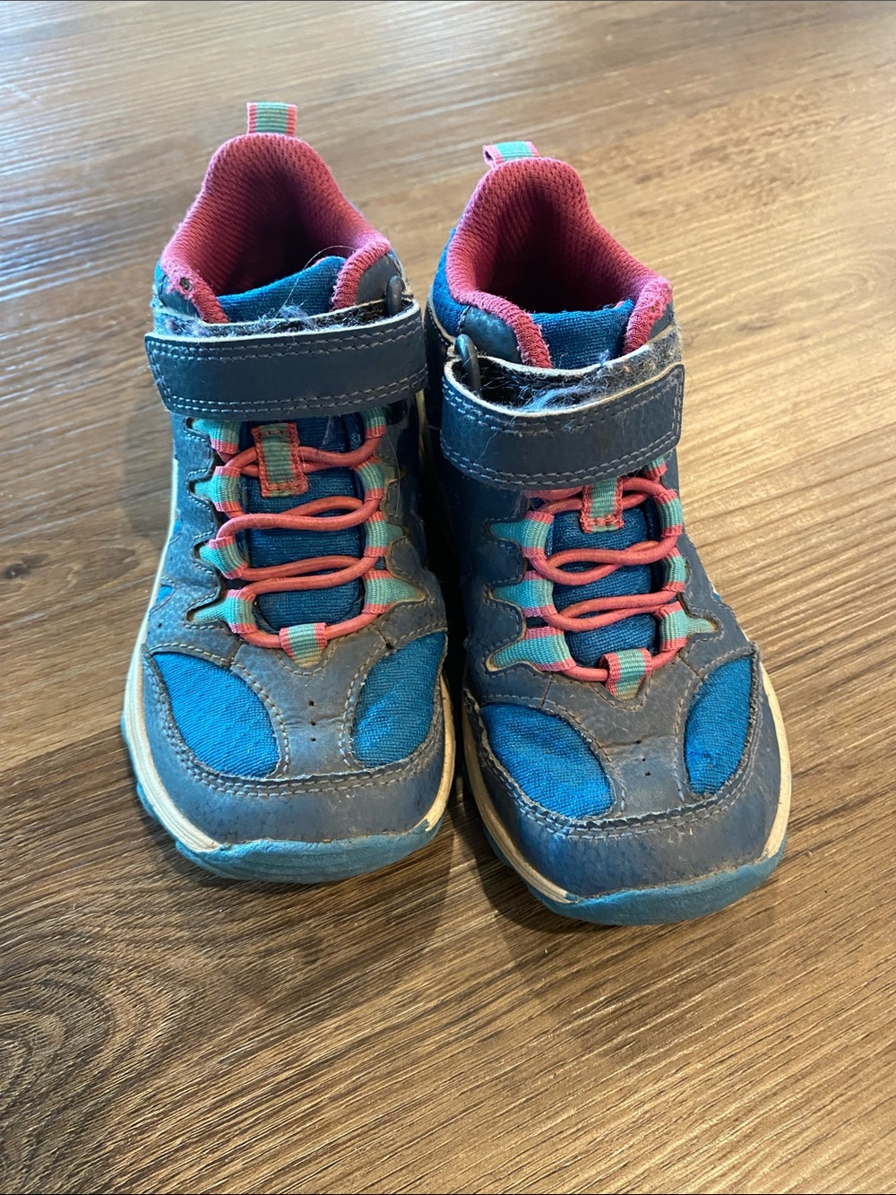 Merrell Blue and Pink Kids Trail Sneakers with Hook-and-Loop Strap